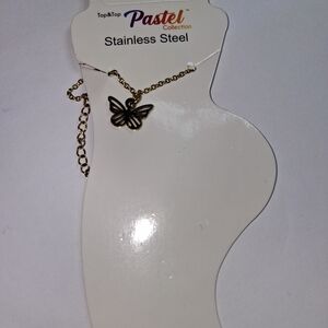 Butterfly Charm Gold Tone Anklet